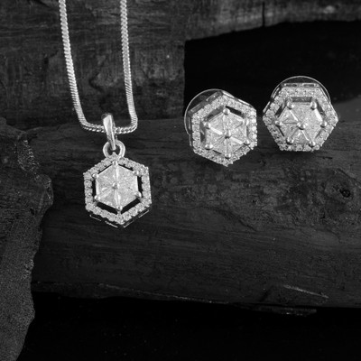 Admier Sterling Silver Sterling Silver White Jewellery Set(Pack of 1)