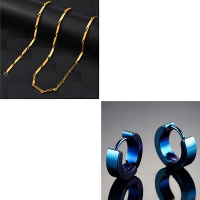 MAATRCHAAYA Stainless Steel Gold-plated, Sterling Silver Gold, Blue Jewellery Set(Pack of 2)