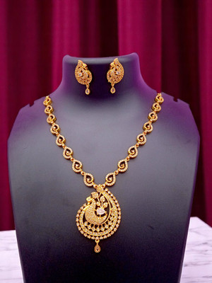 Pretty Queen Brass, Copper Gold-plated White, Gold Jewellery Set(Pack of 2)