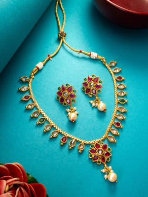 AADITA Copper Gold-plated Multicolor Jewellery Set(Pack of 1)