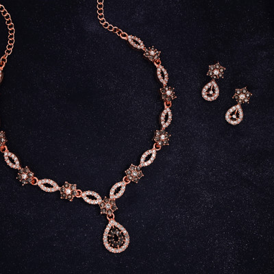 Parisal Brass Gold-plated Rose Gold, Grey, White Jewellery Set(Pack of 1)