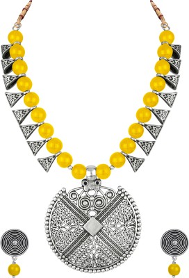 TAP Fashion Oxidised Silver Yellow Jewellery Set(Pack of 1)