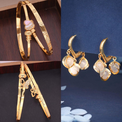 Sangria Brass Gold-plated Purple, Green Jewellery Set(Pack of 3)