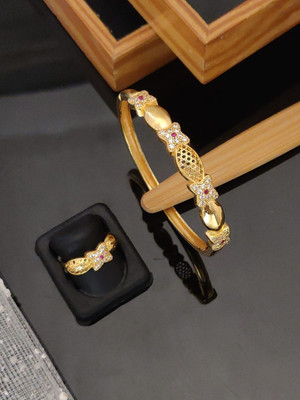 AARYA ENTERPRISES Brass Gold-plated Gold Jewellery Set(Pack of 2)