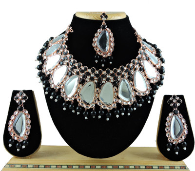 VATSALYA creation Alloy Gold-plated Black Jewellery Set(Pack of 3)