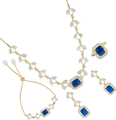 M Creation Alloy Gold-plated Blue Jewellery Set(Pack of 1)