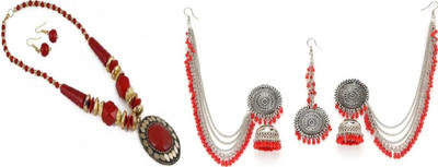 JMBW INTERNATIONAL Alloy Red, Gold, Red Jewellery Set(Pack of 2)