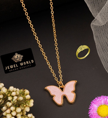 Jewel WORLD Brass, Alloy Gold-plated Gold, Pink Jewellery Set(Pack of 1)