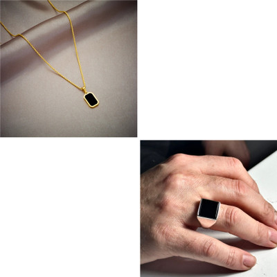 Vipunj Alloy Sterling Silver, Gold-plated Black Jewellery Set(Pack of 2)
