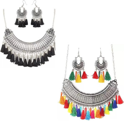 ZUKHRUF Oxidised Silver Silver Multicolor Jewellery Set(Pack of 2)