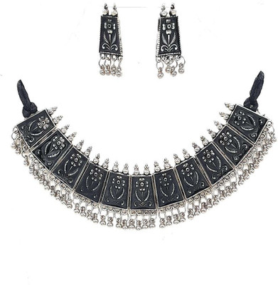 house of common Oxidised Silver Black Jewellery Set(Pack of 1)