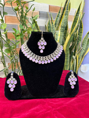 ahana Brass Purple Jewellery Set(Pack of 1)