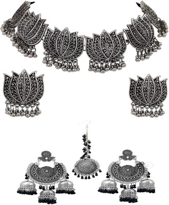 ZUKHRUF Alloy Sterling Silver Silver, Black Jewellery Set(Pack of 1)