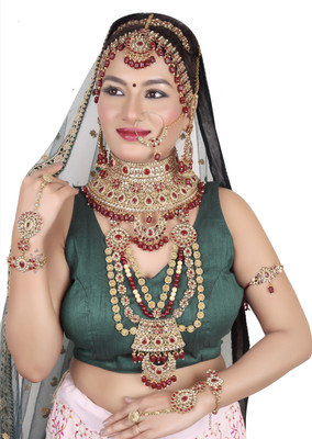 KK IMMITATION Alloy Gold-plated Maroon Jewellery Set(Pack of 10)