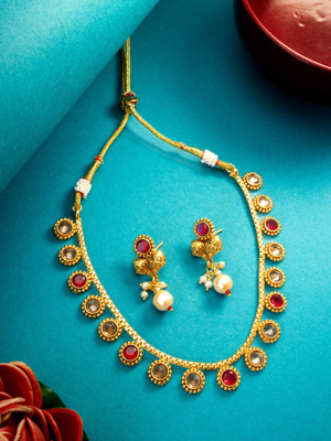LUXOR Copper Gold-plated Red, Gold Jewellery Set(Pack of 1)