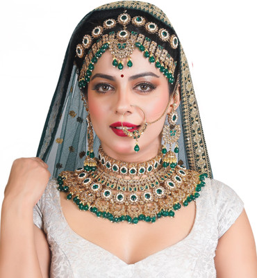 KK IMMITATION Alloy Gold-plated Green Jewellery Set(Pack of 1)