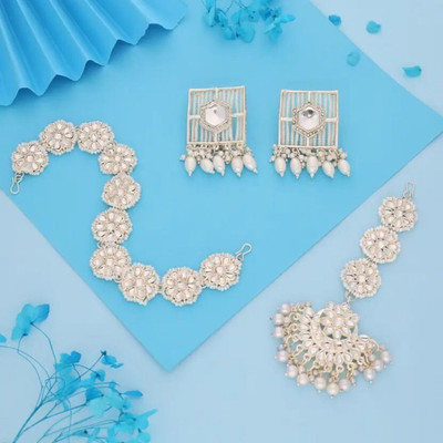 Prime Inclusive Alloy Gold-plated White Jewellery Set(Pack of 1)