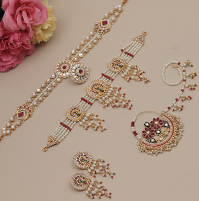 VISITART JEWELLERY Brass Gold-plated Gold Jewellery Set(Pack of 5)