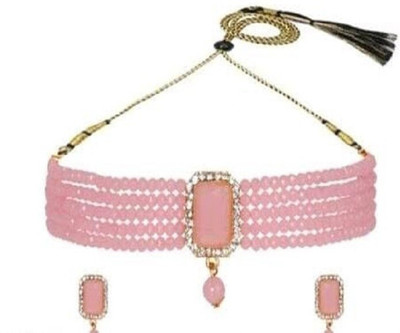 V FASHION JEWELLERY Stainless Steel Gold-plated Grey Jewellery Set(Pack of 1)