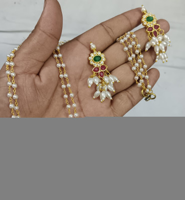 RR Jeweller Brass Gold-plated Multicolor Jewellery Set(Pack of 1)