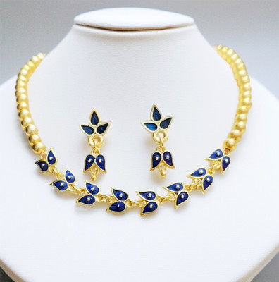 balaji gold Copper Gold-plated Blue Jewellery Set(Pack of 1)