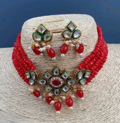 ARADHEMA Alloy Gold-plated Red Jewellery Set(Pack of 3)