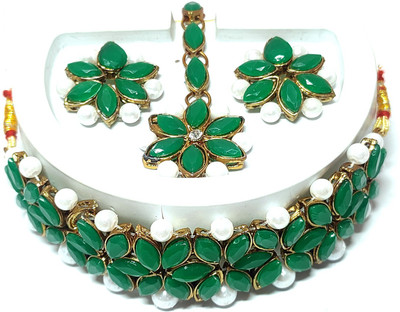 s m store Alloy Gold-plated Green Jewellery Set(Pack of 1)