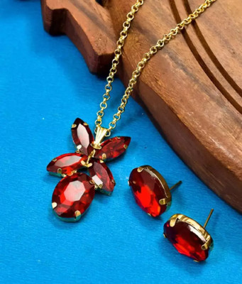 Weldecor Alloy Gold-plated Red Jewellery Set(Pack of 1)