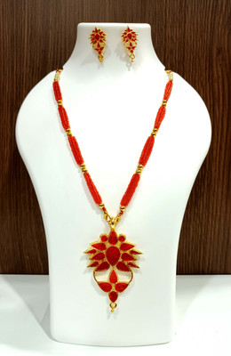 shree balaji gold Metal, Copper Gold-plated Red Jewellery Set(Pack of 1)