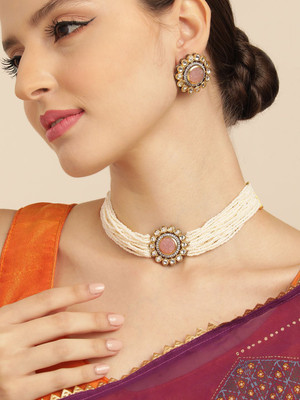 ANOUK Brass Gold-plated Pink Jewellery Set(Pack of 3)