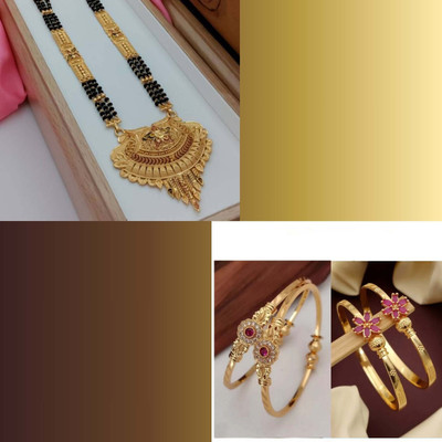 Parisal Brass Gold-plated Multicolor, Orange, White Jewellery Set(Pack of 3)