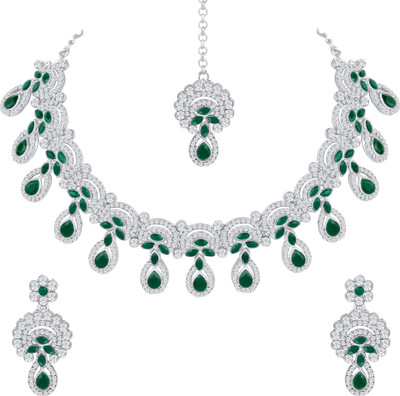 Atasi International Alloy Silver, Green Jewellery Set(Pack of 1)