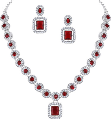 Atasi International Alloy Silver, Ruby Red Jewellery Set(Pack of 3)