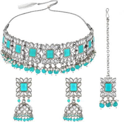AADITA Brass, Copper, Alloy Silver Turquoise Jewellery Set(Pack of 1)