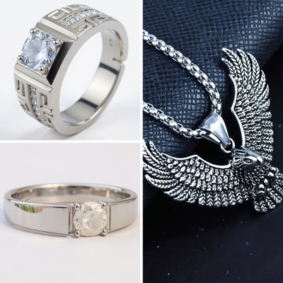 KURMASHOP Stainless Steel Sterling Silver Black, Silver Jewellery Set(Pack of 3)