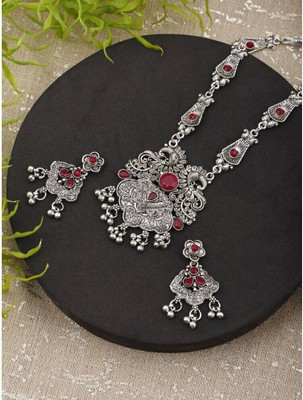 SRK Fashions Alloy Maroon, Silver Jewellery Set(Pack of 1)
