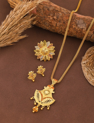 evashoppy Brass Gold-plated Multicolor Jewellery Set(Pack of 1)