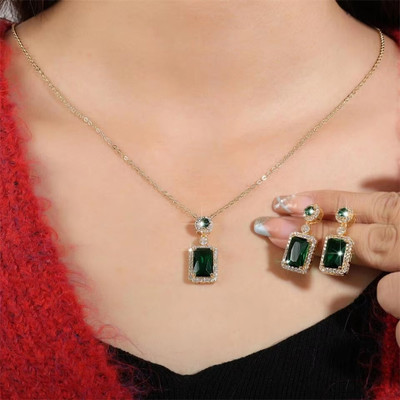JRISSY Crystal Green Jewellery Set(Pack of 3)