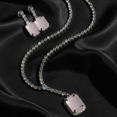 AD special Brass Pink Jewellery Set(Pack of 1)