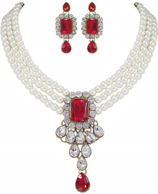 CATALYST Alloy Gold-plated Red, White Jewellery Set(Pack of 1)
