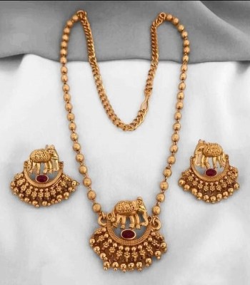 Pamadhya Brass, Copper Gold-plated Red Jewellery Set(Pack of 1)