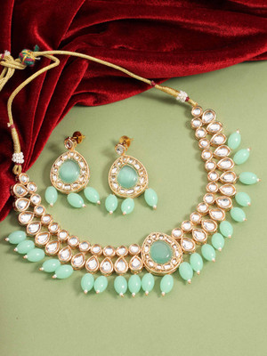SAIYONI Alloy Gold-plated Green Jewellery Set(Pack of 1)