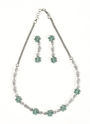 RANIT CREATION Brass Rhodium Turquoise Jewellery Set(Pack of 1)