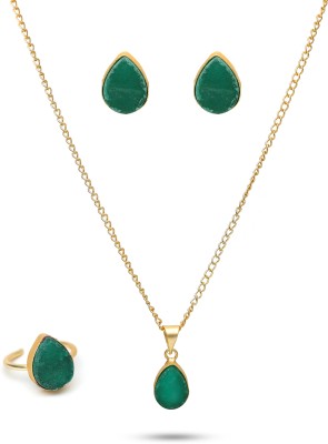 ozanoo Brass Gold-plated Green, Gold Jewellery Set(Pack of 1)