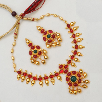 Aadesh Creation Alloy Gold-plated Multicolor Jewellery Set(Pack of 1)