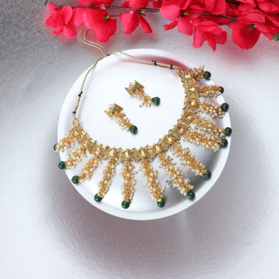 Jewels Capital Brass Gold-plated Green Jewellery Set(Pack of 1)