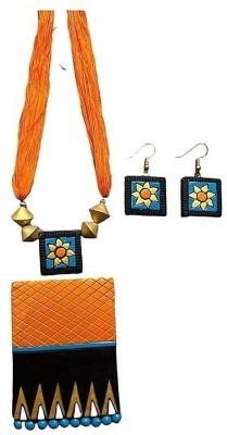 Le bijouxistic Terracotta Orange, Blue Jewellery Set(Pack of 1)