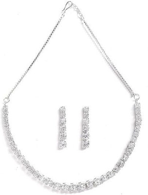 Tarak Traders Alloy Rhodium Silver, White Jewellery Set(Pack of 1)