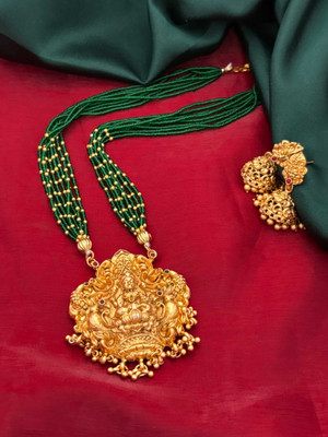 Influtive Brass, Copper Gold-plated Gold, Green Jewellery Set(Pack of 1)