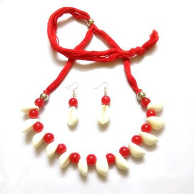 Rupkutir Shell, Dori Red, White Jewellery Set(Pack of 1)
